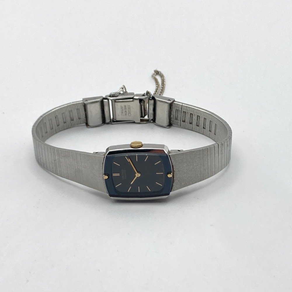 Vintage Seiko Women's Watch Tank 17mm Silver Tone 1400-8500 New Battery 6.25" - Picture 9 of 13